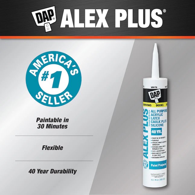 DAP Alex Plus Paintable Latex Caulk (10.1oz, White)