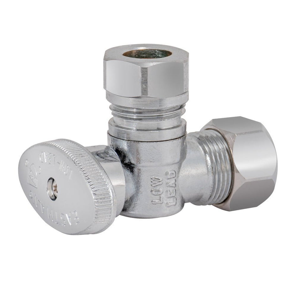 Eastman 1/4-Turn Angle Stop Valve – 15/8 in OD Comp x 1/2 in. or 7/16 in. Slip-Joint