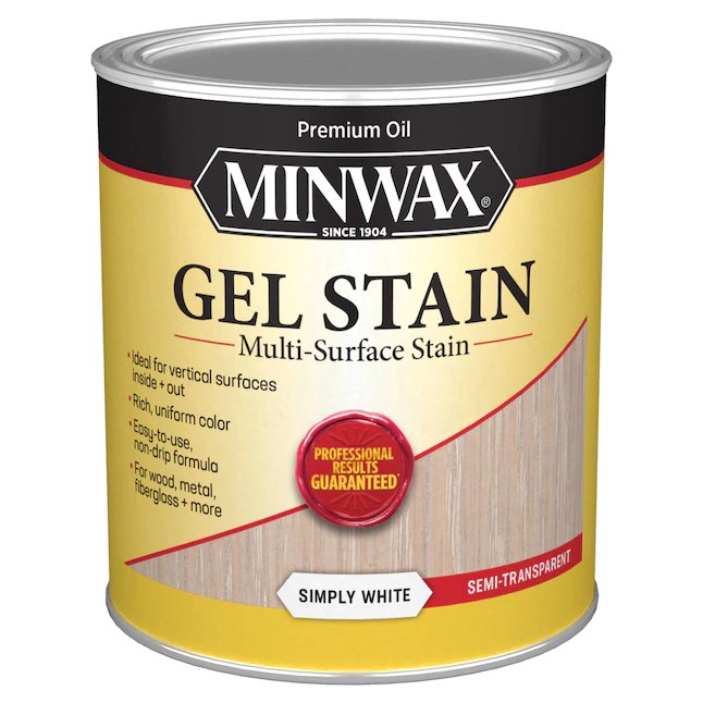 Minwax Gel Stain a base de aceite Simply White Semi-Transparent Interior Stain (1 cuarto de galón)