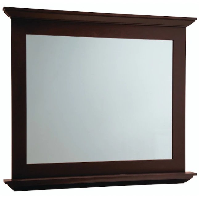 Diamond 42"-W x 34"-H Espresso Brown Rectangular Framed Bathroom Vanity Mirror