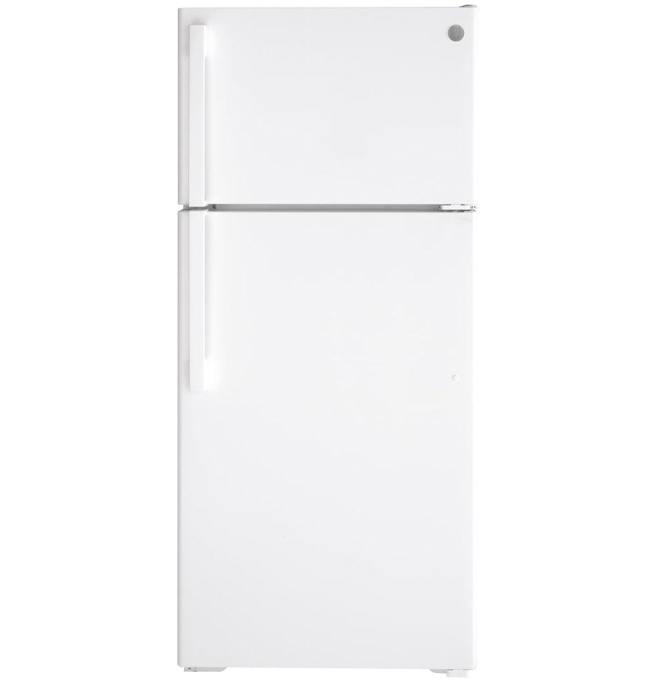 Refrigerador con congelador superior GE de 16.6 pies cúbicos (blanco)