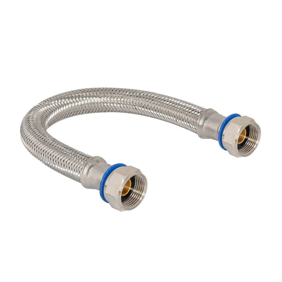 Eastman 12 in. Braided Water Heater Connector – 3/4 in. FIP X 3/4 in. FIP Swivel