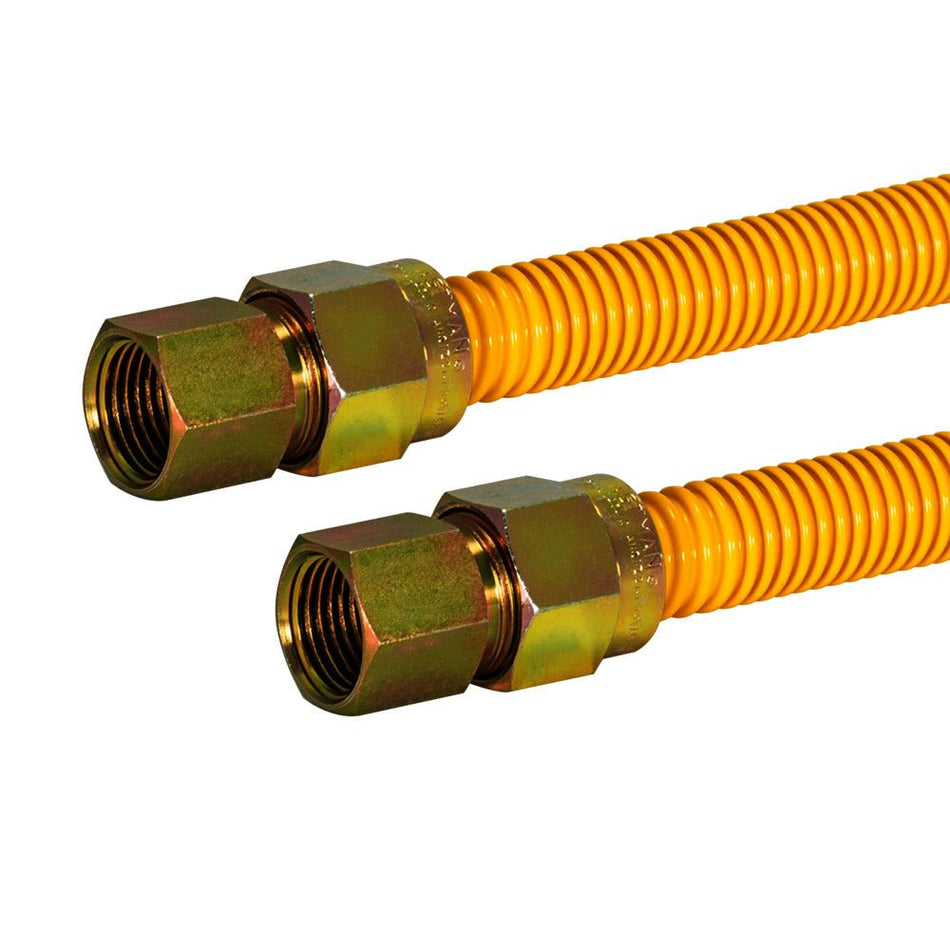 Conector de gas de acero inoxidable con revestimiento de epoxi amarillo de 5/8″ OD de Eastman (longitud de 18")