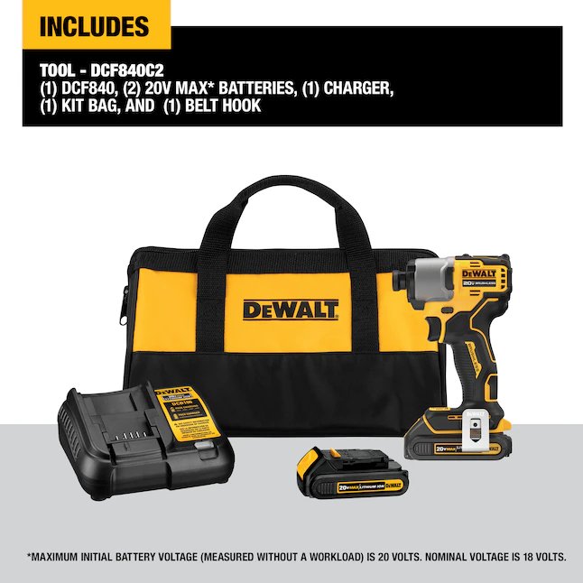 DeWalt Brushless 20-volt Max 1/4-in Variable Speed Brushless Cordless Impact Driver (2-Batteries Included)