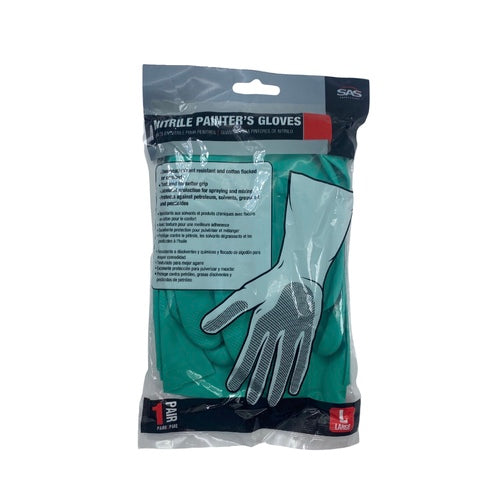 SAS Dipped Gloves, Large, Nitrile, Green