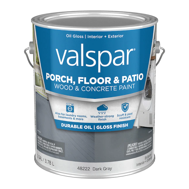 Valspar Pintura exterior brillante para porche y piso, color gris oscuro (1 galón)