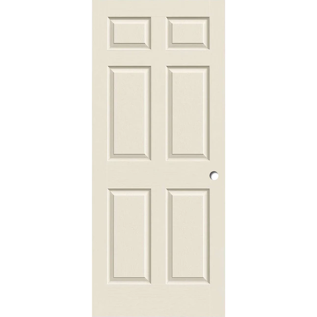 ReliaBilt Colonist 32-in x 80-in 6-panel Hollow Core Primed Molded Composite Slab Door W/ Bore