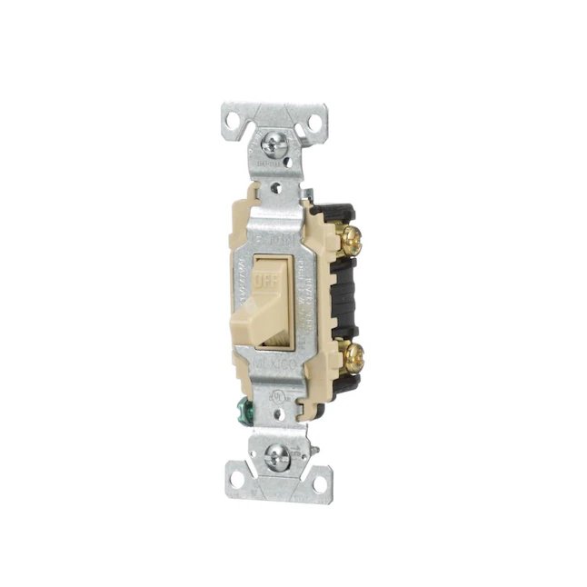 Eaton 20-Amp Double Pole Toggle Light Switch, Ivory