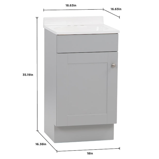 Project Source 18-in Gray Single Sink Bathroom Vanity with White Cultured Marble Top