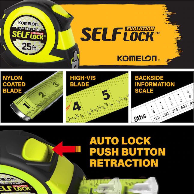 Komelon Self lock 25-ft Auto Lock Tape Measure