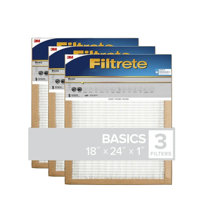 Filtrete Filtro de aire plisado básico MERV de 18 pulgadas de ancho x 24 pulgadas de largo x 1 pulgada 5 (paquete de 3) 