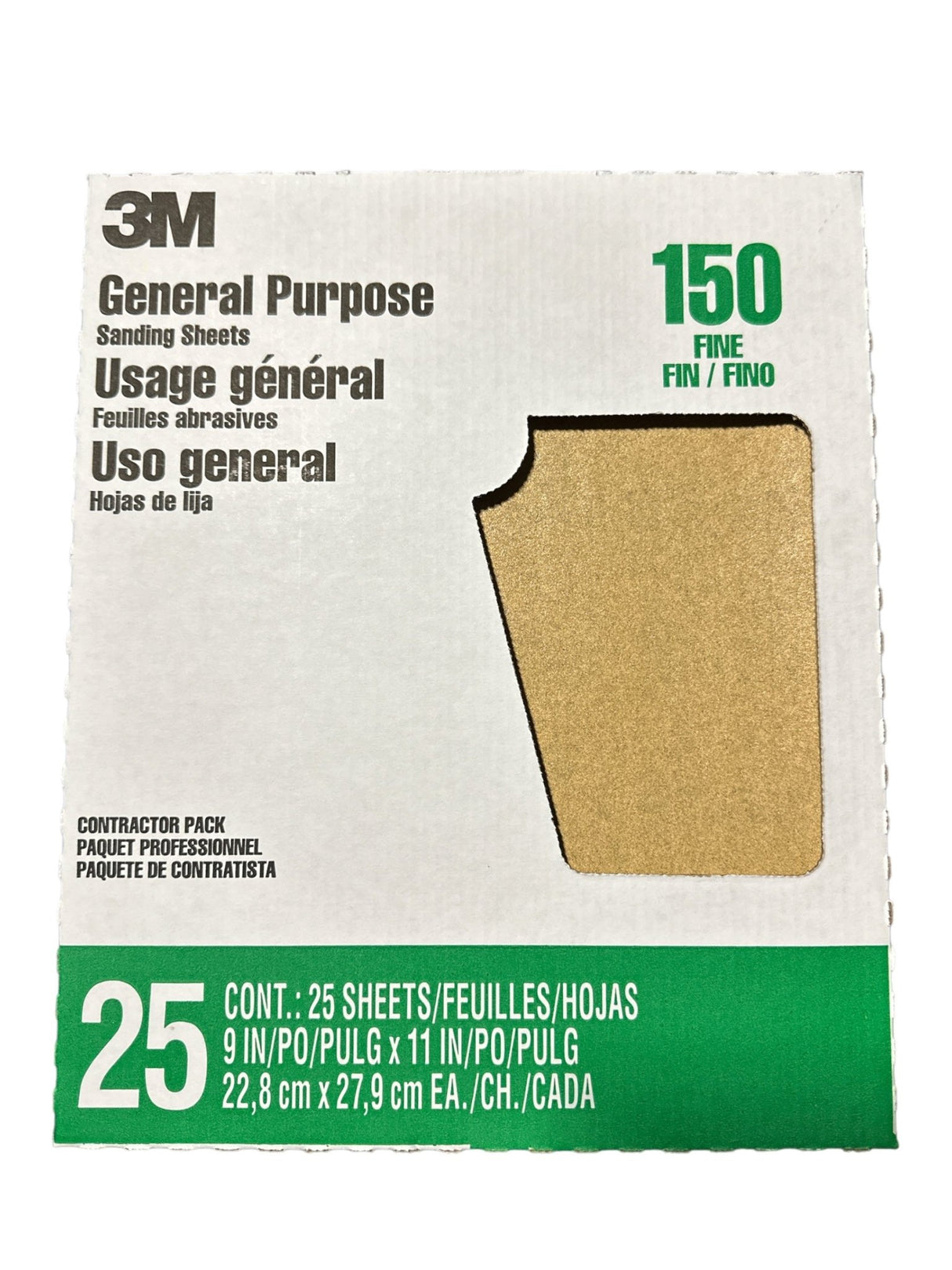 3M 9 in.  x 11 in. All Purpose 150-Grit Sandpaper (25pack)