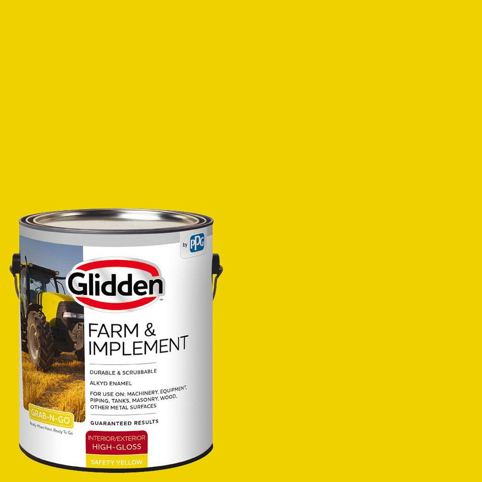 Glidden® Farm &amp; Implement Interior/Exterior Grab-N-Go® Esmalte alquídico (amarillo de seguridad, 1 galón)