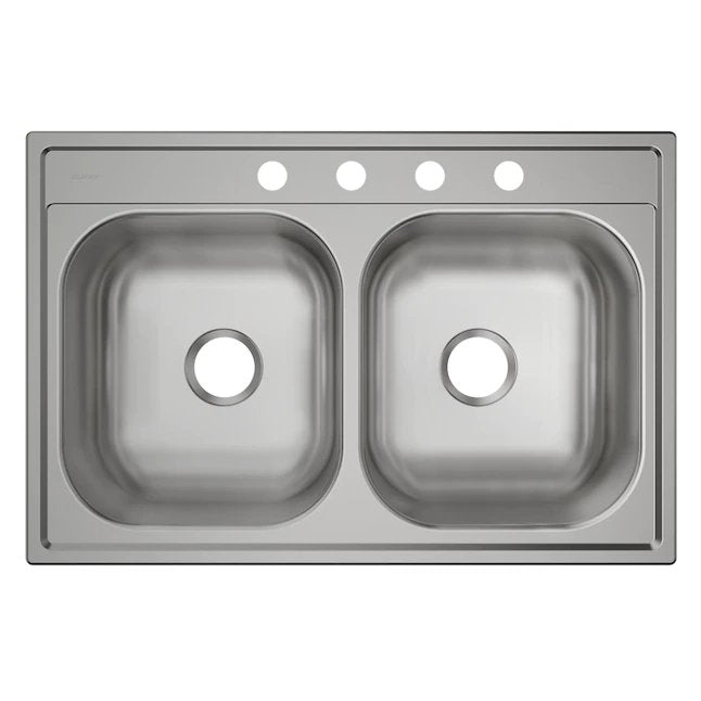 Elkay Dayton 33" x 22" Drop-In Stainless Steel Double Equal Bowl 4-Hole Stainless Steel Kitchen Sink