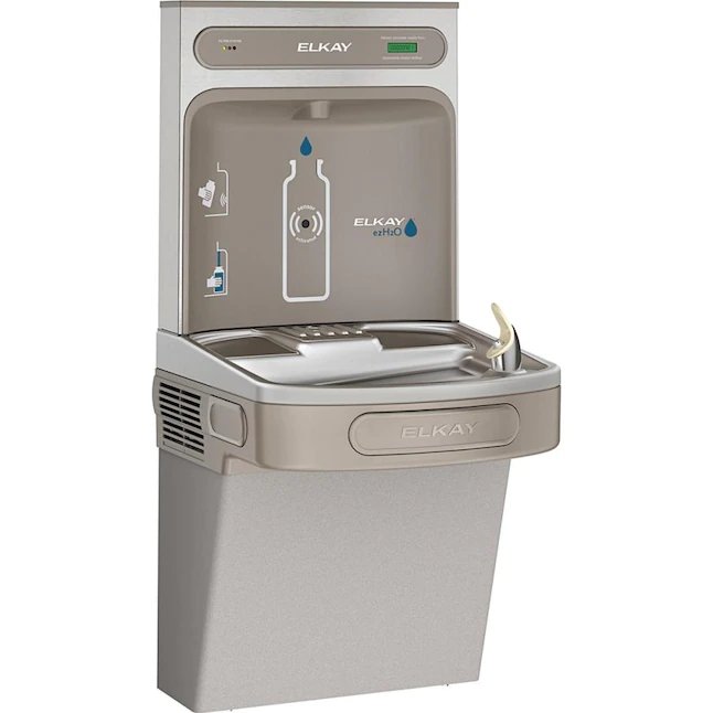 Elkay Bottle Filling Station Gray 1-Basin Push Button Wall Mount Bottle Filler/Drinking Fountain