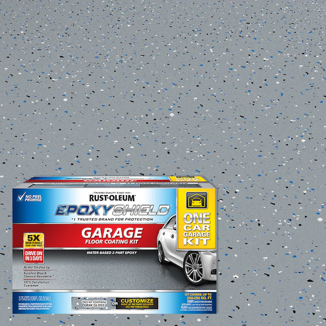 Rust-Oleum EpoxyShield Kit de pintura para pisos de garaje y concreto gris brillante de 2 partes (Kit)