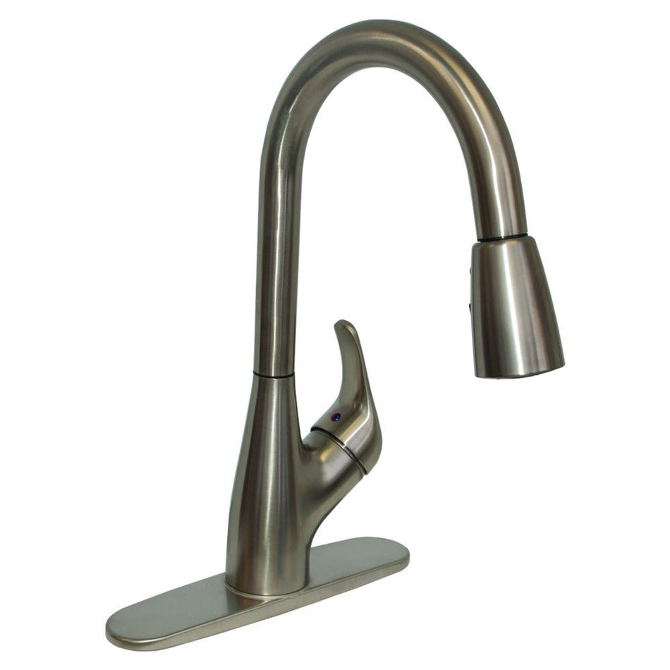 EZ-FLO  Brushed Nickel High-Arc Kitchen Faucet with Pull-Down Head Sprayer