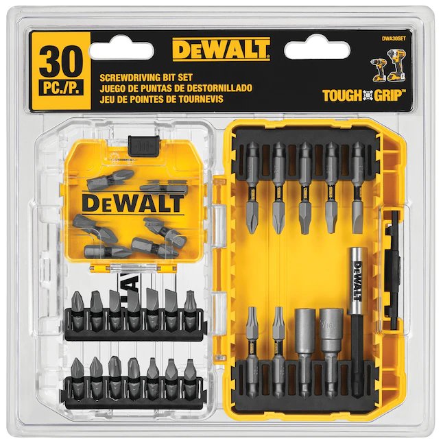 DeWalt Tough Grip Schraubendreher-Bit-Set mit Schnellarbeitsstahlschaft (30-teilig)