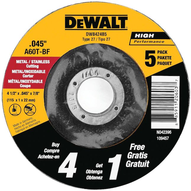 DeWalt  5-Pack Silicon Carbide 4.5-in-Grit Grinding Wheel