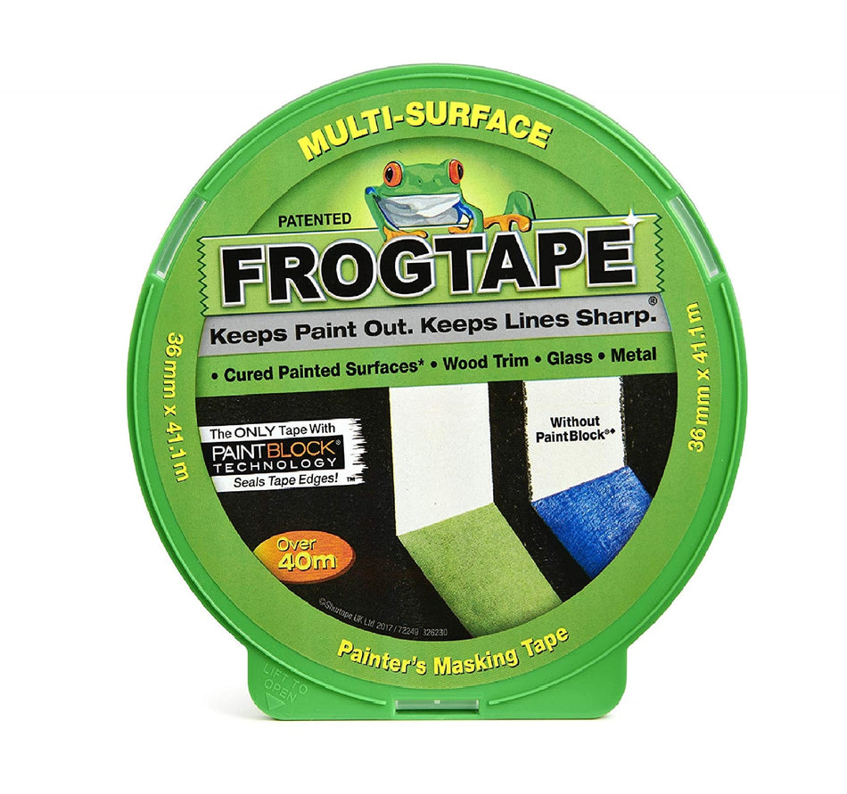 FrogTape Cinta de enmascarar para pintores multisuperficie verde 36 mm x 41,1 m.