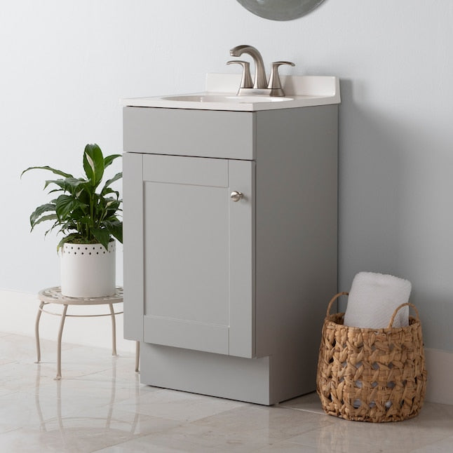 Project Source 18-in Gray Single Sink Bathroom Vanity with White Cultured Marble Top