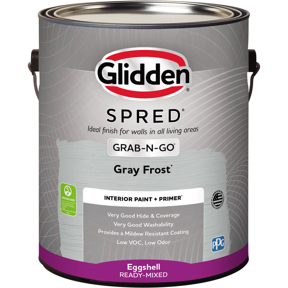 Glidden Spred Grab-N-Go Interior Paint And Primer, Eggshell (Gray Frost, 1-Gallon)