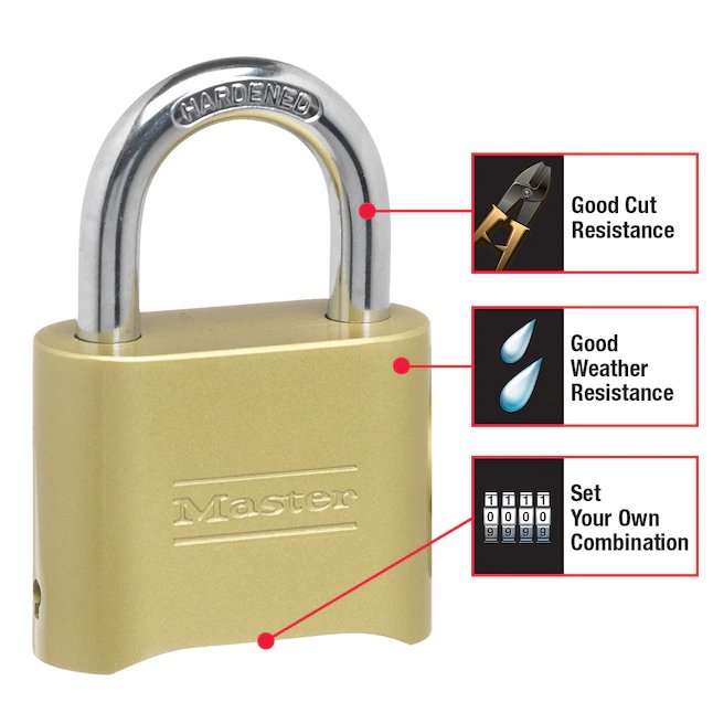 Master Lock Resettable Number 1-in Shackle x 2-in Width Zinc Combination Padlock