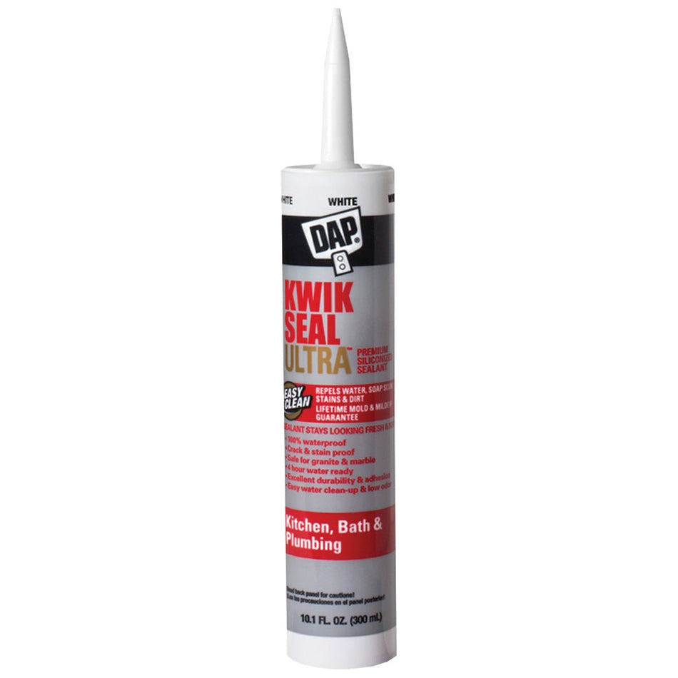 DAP Kwik Seal Ultra silikonisiertes Dichtmittel – Weiß 10,1 oz.