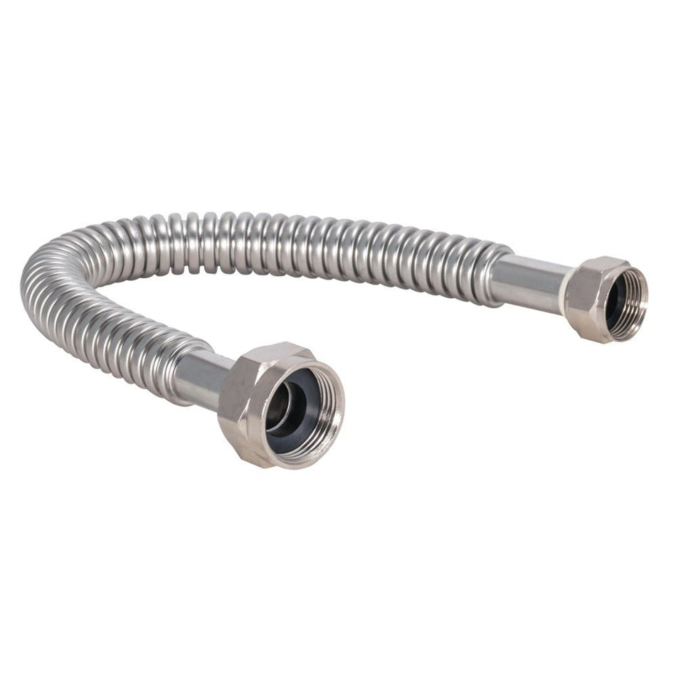 Eastman 1 pulg. FIP x 3/4 pulg. Conector de ablandador de agua corrugado de acero inoxidable FIP (24 pulgadas de largo)