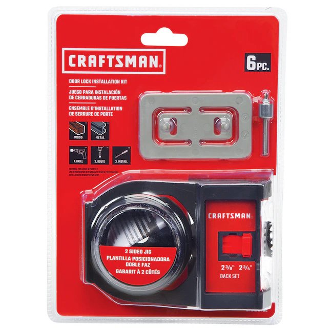 CRAFTSMAN Juego de cerradura de puerta ajustable bimetálica con eje (6 piezas) con estuche blando