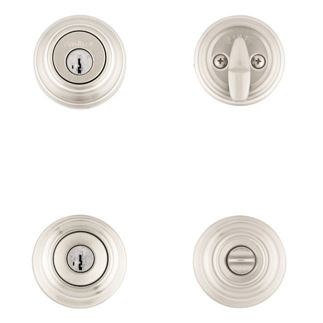 Kwikset Signatures Cameron Satin Nickel Smartkey Einzylinder-Riegel-Türknauf mit Schlüssel, Kombipaket