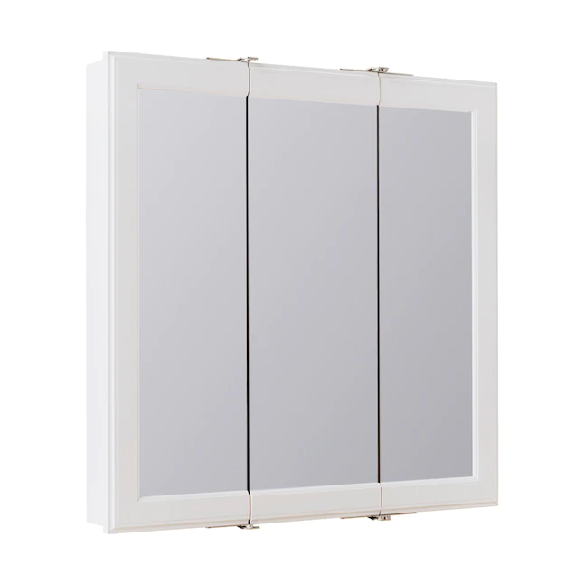 Project Source  24.25-in x 24-in Surface Mount White Mirrored Square Medicine Cabinet