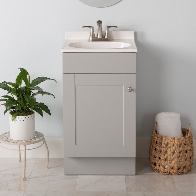 Project Source 18-in Gray Single Sink Bathroom Vanity with White Cultured Marble Top