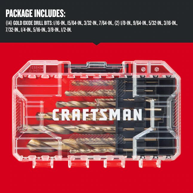 CRAFTSMAN 14-teiliges, sortiertes Goldoxid-beschichtetes Spiralbohrer-Set