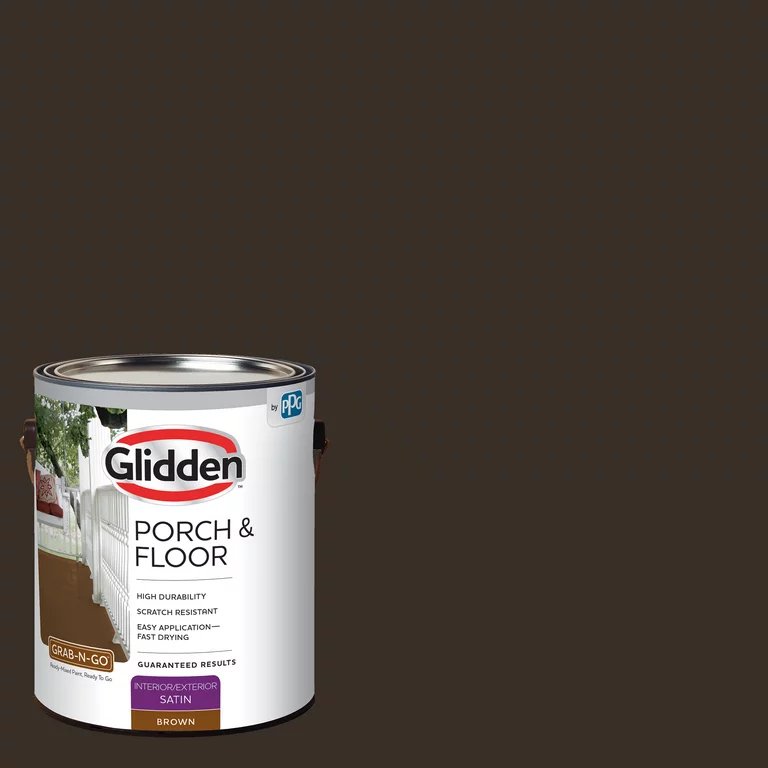 Glidden 3031F Pintura satinada para interiores/exteriores de porche y piso (marrón, 1 galón)