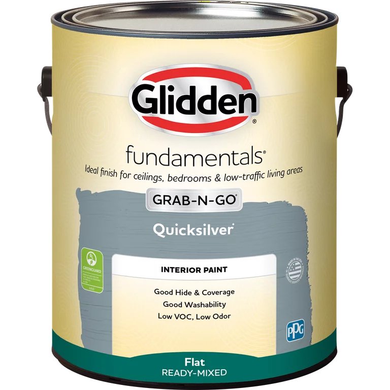Pintura para pared interior Glidden Fundamentals Grab-N-Go, Quicksilver, (plana, 1 galón) 