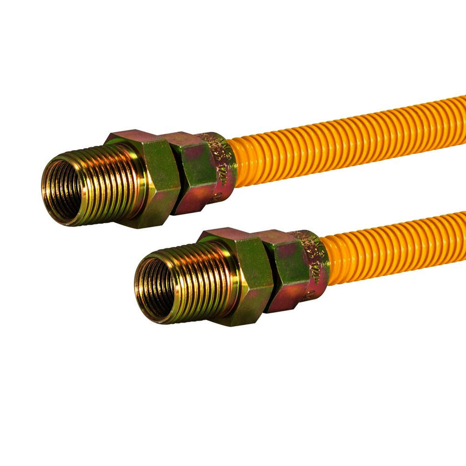 Conector de gas de acero inoxidable recubierto de epoxi amarillo Eastman de 1/2 ″ OD (36 "de longitud)