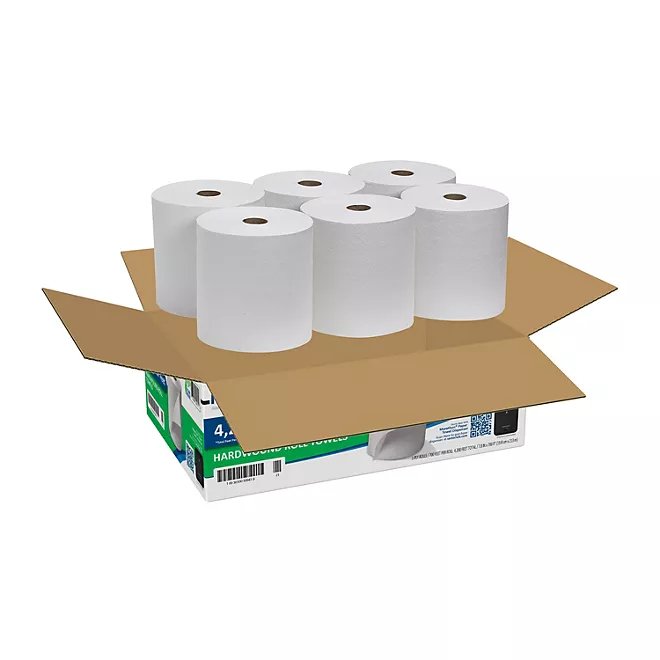 Rollos de toallas de papel enrolladas Marathon, color blanco (700 pies/rollo, 6 rollos)