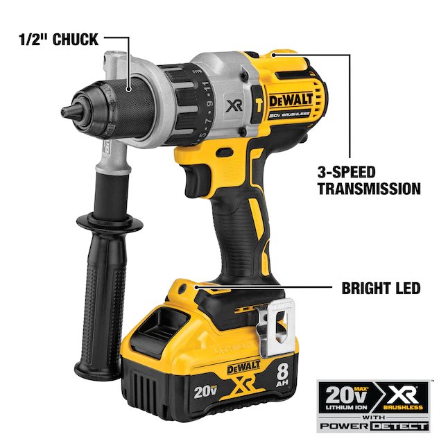 DeWalt Power Detect XR POWER DETECT 2-Werkzeug-20-Volt-Max-Brushless-Elektrowerkzeug-Kombi-Kit mit Softcase (2 Akkus und Ladegerät im Lieferumfang enthalten)