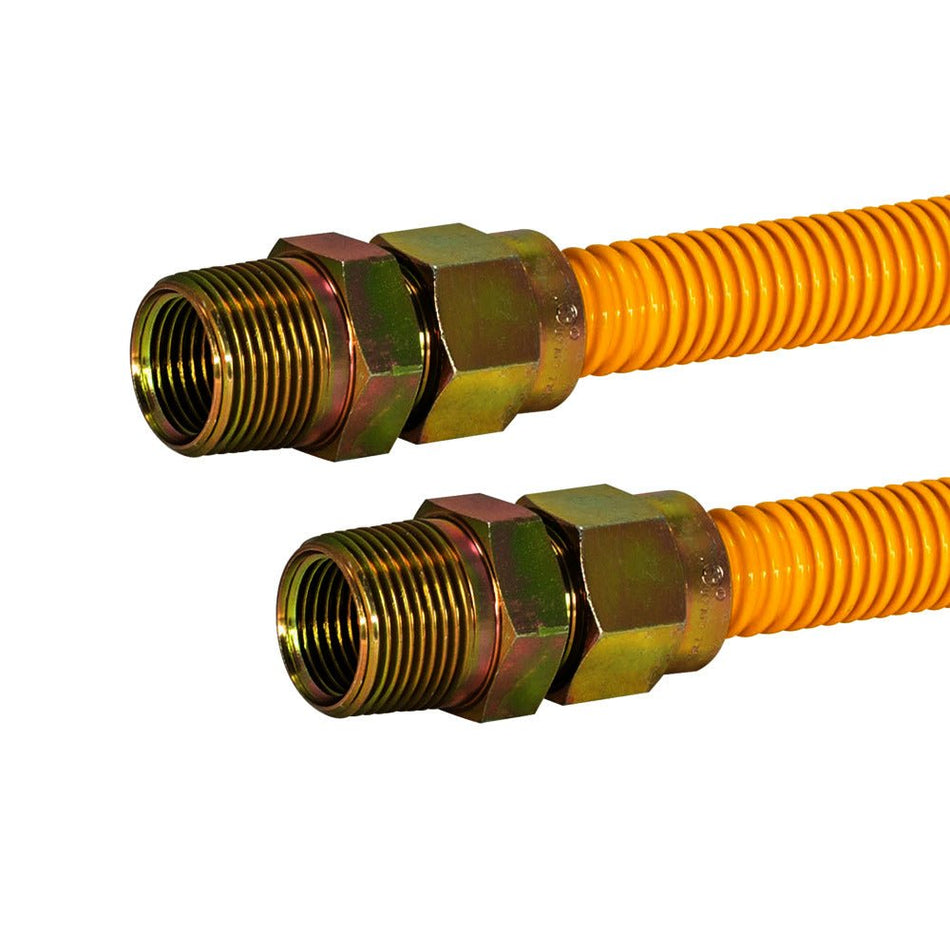 Conector de gas de acero inoxidable con revestimiento de epoxi amarillo Eastman de 5/8 ″ OD (36 "de largo)