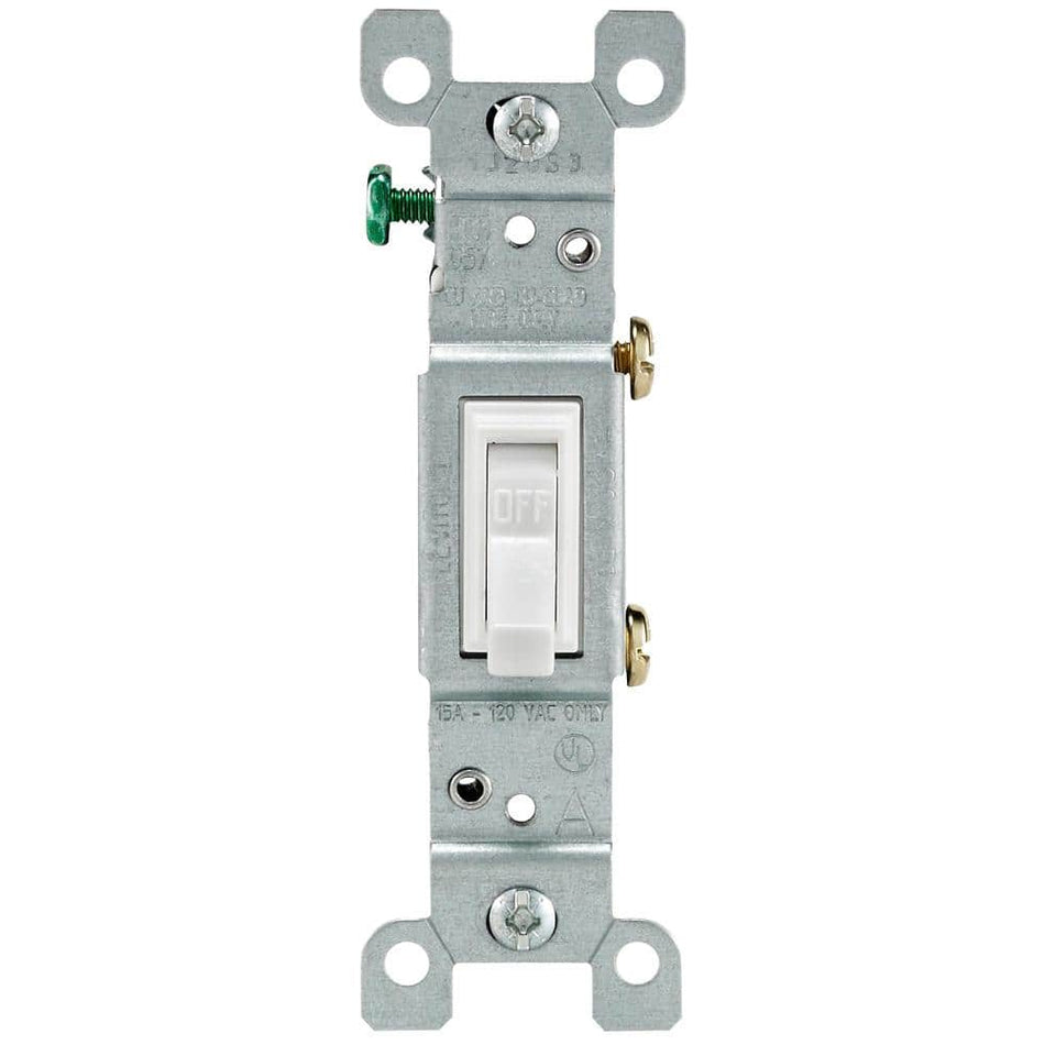 Eastman 15-Amp Single-Pole Toggle Light Switch, White