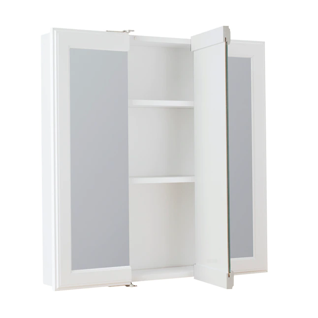 Project Source  24.25-in x 24-in Surface Mount White Mirrored Square Medicine Cabinet