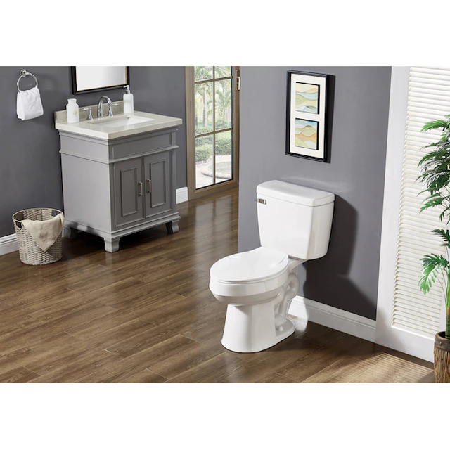 Project Source  Pro-Flush White Elongated Chair Height 2-piece WaterSense Toilet 12-in Rough-In Size (Ada Compliant)