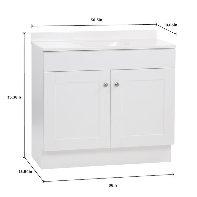 Project Source 36-in White Single Sink Bathroom Vanity with White Cultured Marble Top