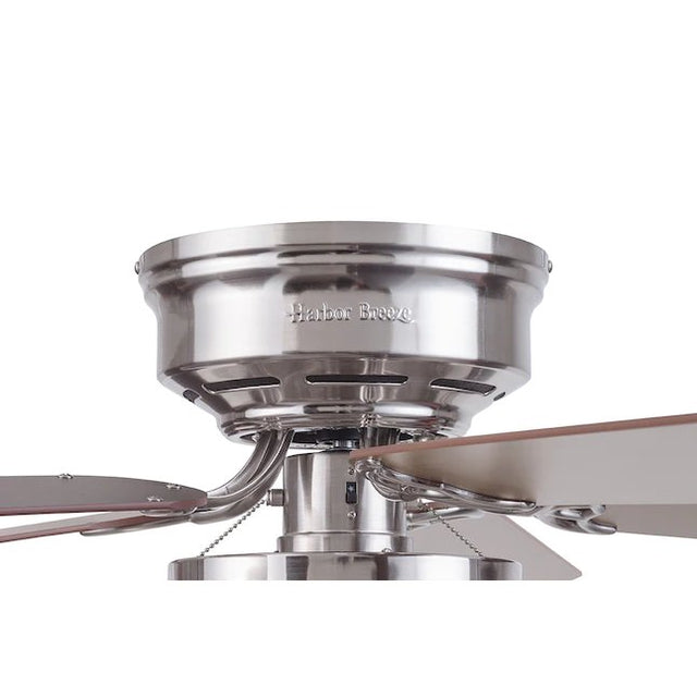 Harbor Breeze Armitage 52-in Brushed Nickel LED Indoor Flush Mount Ceiling Fan with Light (5-Blade)