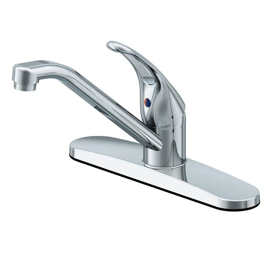 Project Source Polished Chrome Single Handle Mid-arc Kitchen Faucet (Deck Plate Included)