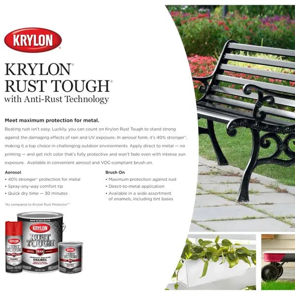 Krylon Rust Tough Rust Preventive Esmalte a base de aceite para interior/exterior (Beige frío de alto brillo, 1 galón) 