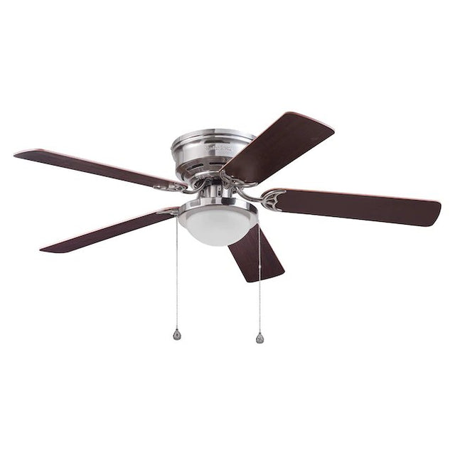 Harbor Breeze Armitage 52-in Brushed Nickel LED Indoor Flush Mount Ceiling Fan with Light (5-Blade)