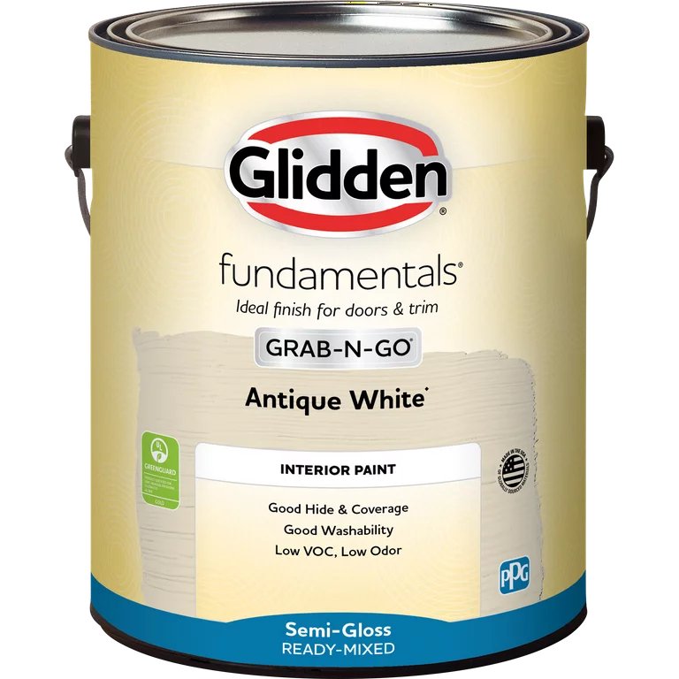 Glidden Fundamentals Grab-N-Go Interior Wall Paint, Antique White, (Semigloss, 1-Gallon)