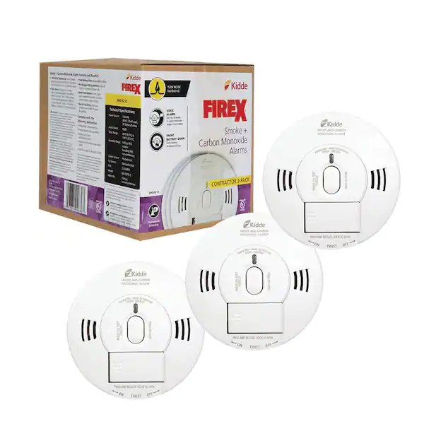 Kidde Firex Smoke & Carbon Monoxide Detector, Hardwired with 9V Battery Backup & Voice Alarm, 3-Pack